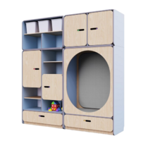 Детская стенка с местом для хранения и овальной зоной отдыха из коллекции «НЕГА» (цвет голубой) - «globural.ru» - Якутск